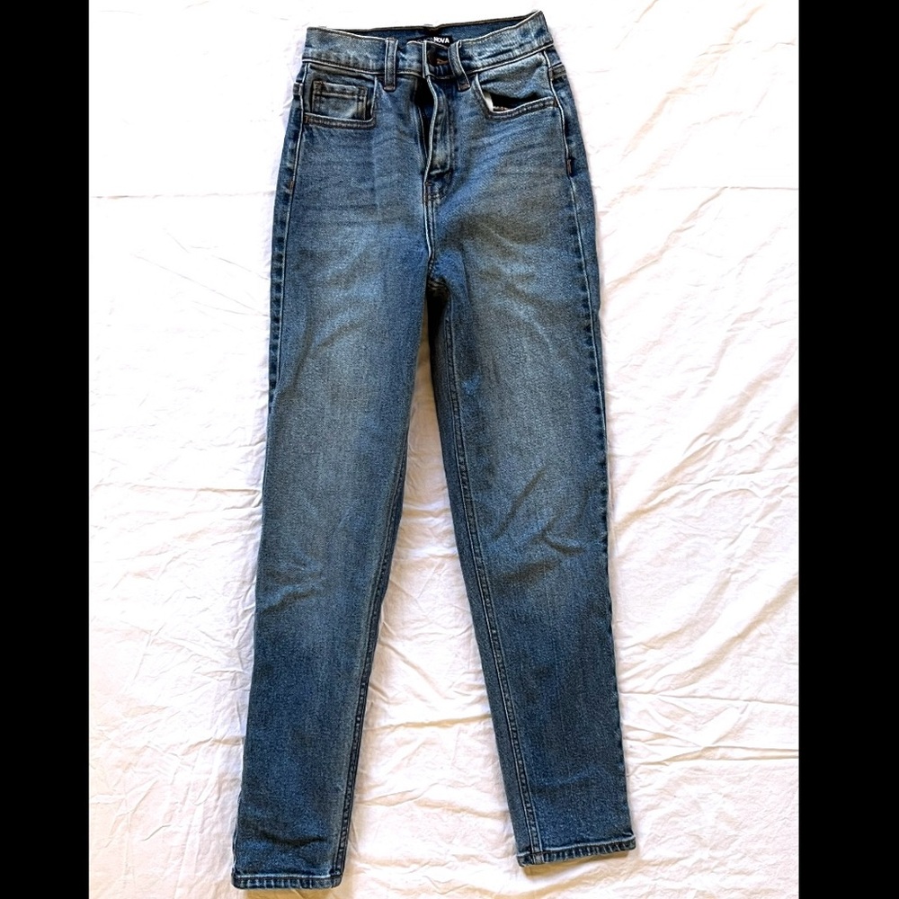 Fashion Nova Got It From My Mama High Rise Straight Blue Jeans Size 0 23x28